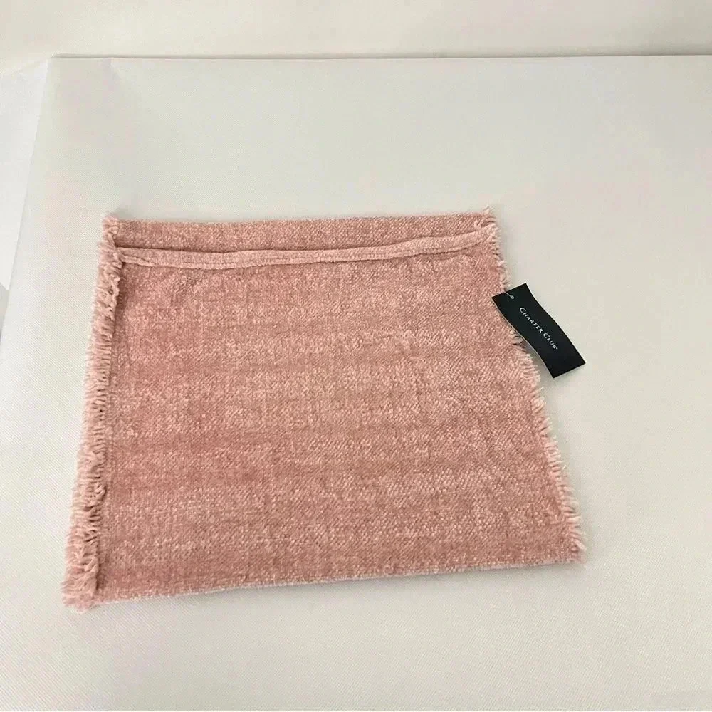 Charter Club Chenille Infinity Scarf Solid Pink Blush Woven Loop Fringed